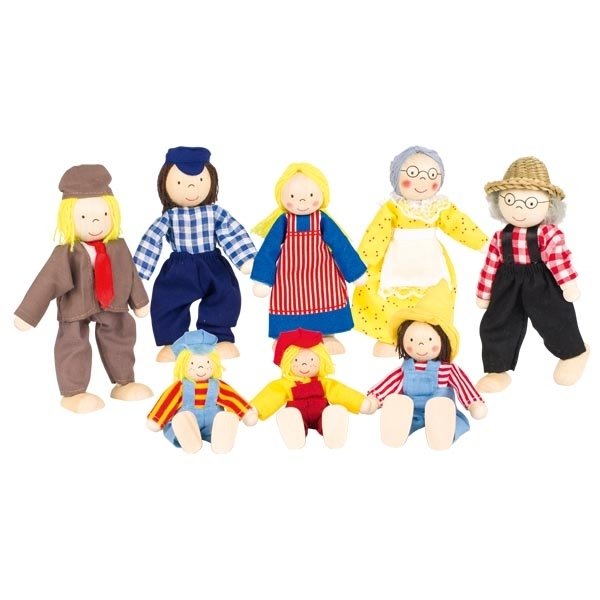 8 poupées flexibles "Famille de la ferme"