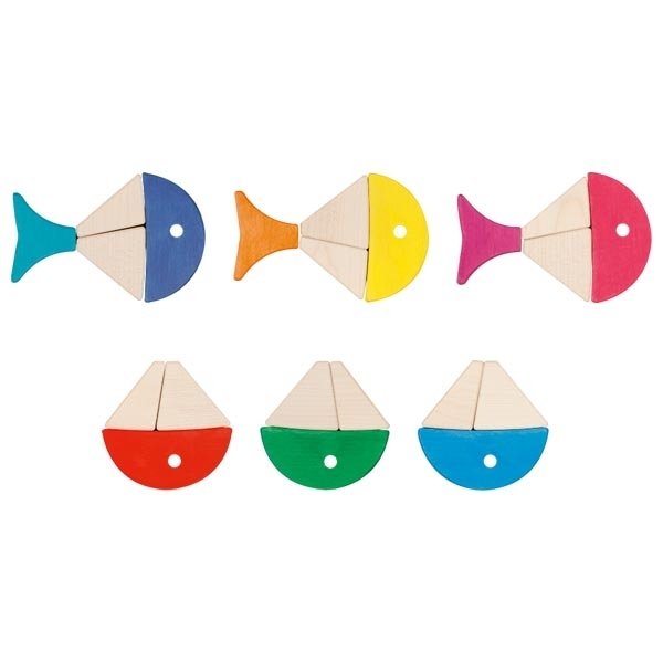 Coffret de construction et puzzle - 6 poissons colorés 58472